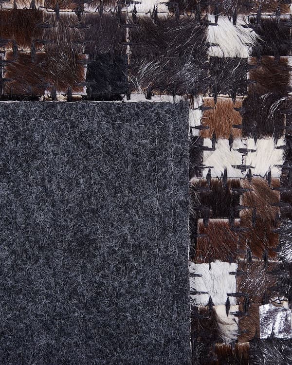 Gulvteppe Brunt Sølv Skinn 140 x 200 cm Rustikk Patchwork Mønster Design Moderne
