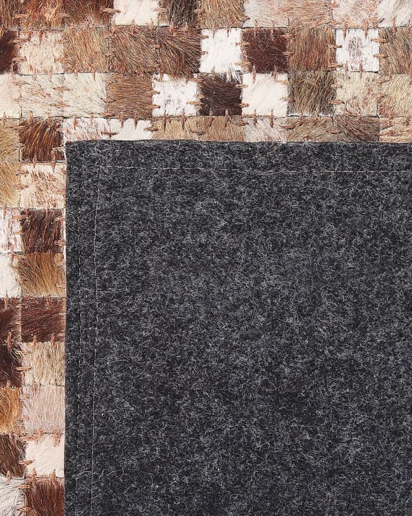 Teppe Brun Kuskinn 160 x 230 cm Lappeteknikk Håndlaget Moderne Boho Tilbehør Gulvteppe