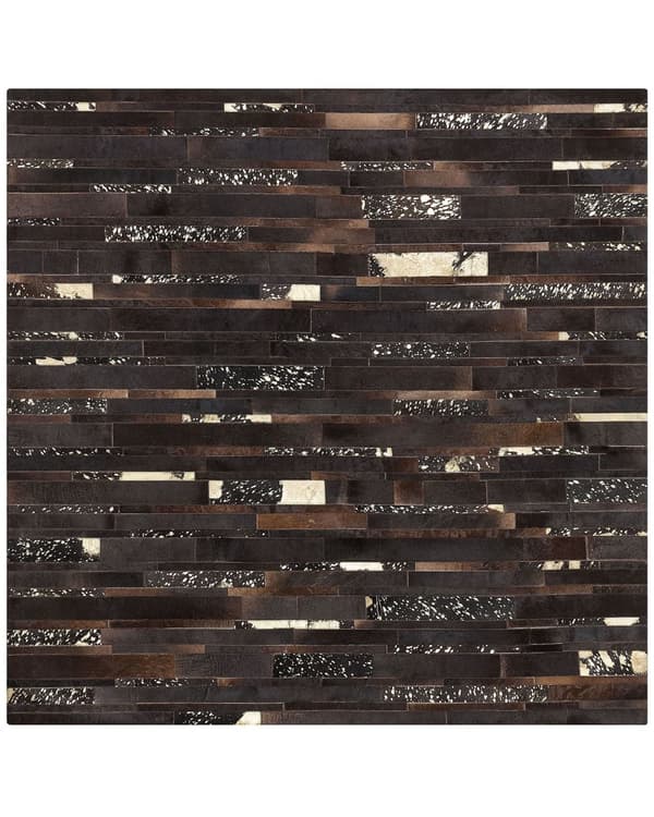 Teppe Brun Kuskinn 200 x 200 cm Abstrakt mønster Gulldetaljer Håndlaget Glamorøs stil Gulvteppe