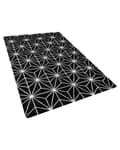 Miniatyrbilde 4 av 6: Teppe i Svart med Sølv Geometrisk Mønster Viskose med Bomull 140 x 200 cm Håndvevd Moderne Glam Stil Stue Soverom