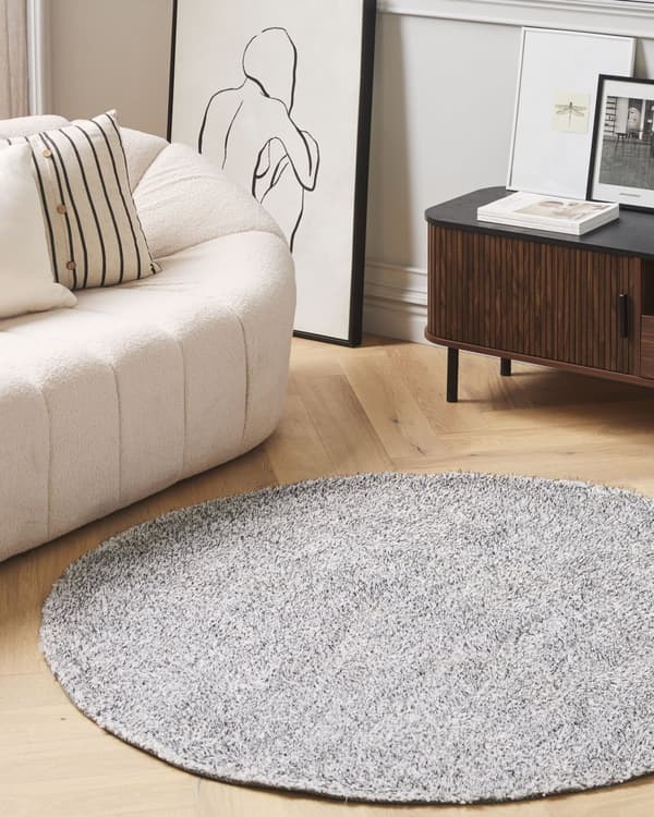 Teppe Grå Hvit Svart Polyester Bomull ø 140 cm Shaggy Rund form Dekorativt Moderne Tilbehør Innredning