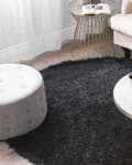 Miniatyrbilde 2 av 5: Teppe Svart Polyester ø 140 cm Shaggy Mykt Dekorativt Soverom Stue Moderne