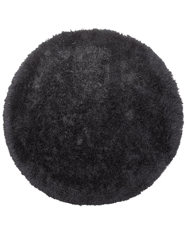 Teppe Svart Polyester ø 140 cm Shaggy Mykt Dekorativt Soverom Stue Moderne