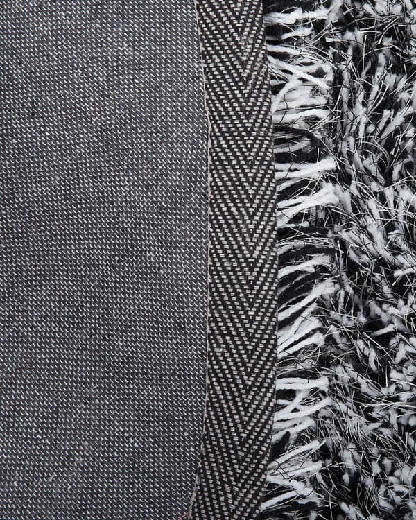 Teppe Svart Hvit Polyester ø 140 cm Shaggy Mykt Dekorativt Soverom Stue Moderne