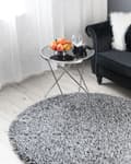 Miniatyrbilde 2 av 5: Teppe Svart Hvit Polyester ø 140 cm Shaggy Mykt Dekorativt Soverom Stue Moderne