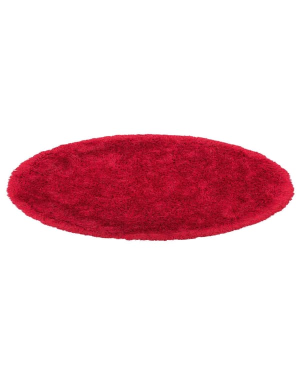 Teppe Rød Polyester ø 140 cm Shaggy Mykt Dekorativt Soverom Stue Moderne