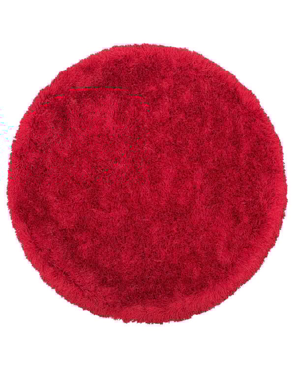 Teppe Rød Polyester ø 140 cm Shaggy Mykt Dekorativt Soverom Stue Moderne