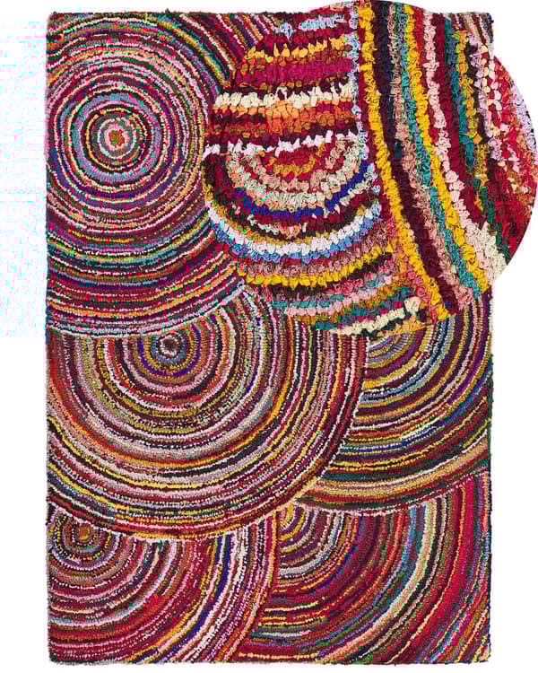 Teppe Flerfarget bomull 160 x 230 cm Flettet Bohemian Abstrakt Håndlaget teppe