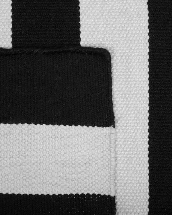 Teppe Svart Hvit Stoff 160 x 230 cm Innendørs Utendørs Stripemønster Moderne