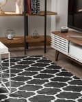 Miniatyrbilde 4 av 8: Gulvteppe Svart og Hvit Syntetisk Skinn 140 x 200 cm Rektangulær Moderne Design
