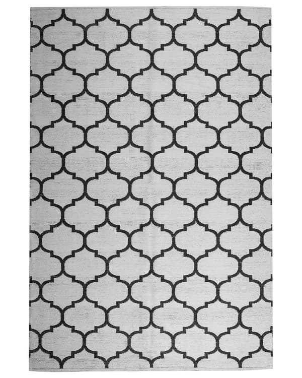 Gulvteppe Svart og Hvit Syntetisk Skinn 140 x 200 cm Rektangulær Moderne Design