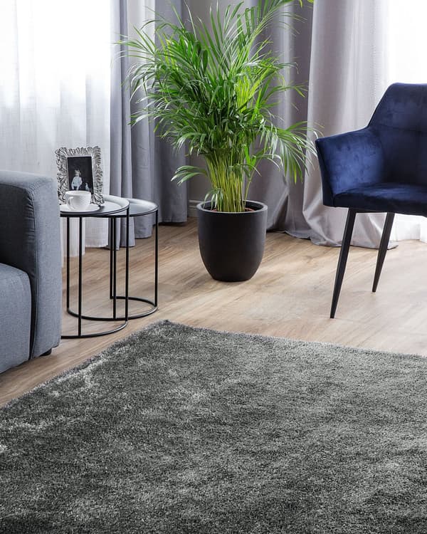 Teppe Mørkegrå Polyester Bomull 200 x 200 cm Shaggy Dekorativt Moderne Tilbehør Innredning