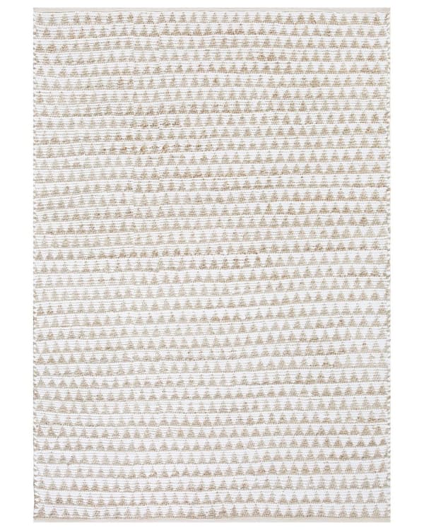Teppe Beige Jute- og Bomullsblanding 160 x 230 cm Håndvevd Geometrisk Mønster