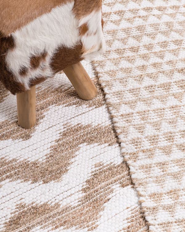 Teppe Beige Jute- og Bomullsblanding 160 x 230 cm Håndvevd Geometrisk Mønster