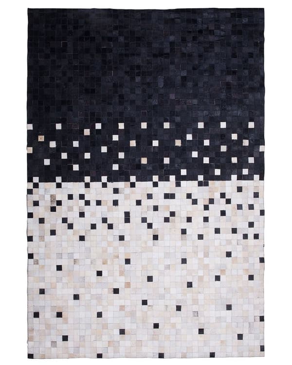 Gulvteppe Teppe Svart Beige Kuskinn 160 x 230 cm Patchwork-mønster Rektangulært
