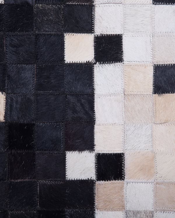 Gulvteppe Teppe Svart Beige Kuskinn 160 x 230 cm Patchwork-mønster Rektangulært