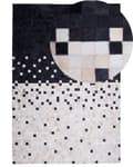 Miniatyrbilde 1 av 6: Gulvteppe Teppe Svart Beige Kuskinn 160 x 230 cm Patchwork-mønster Rektangulært