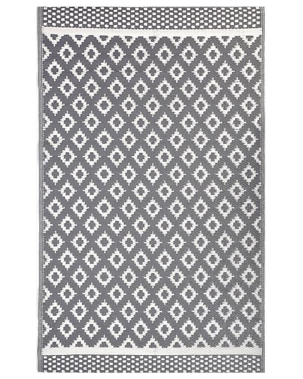 Gulvteppe Grå Syntetisk materiale 120 x 180 cm Geometrisk mønster Moderne design Uteteppe Balkong Terrasse