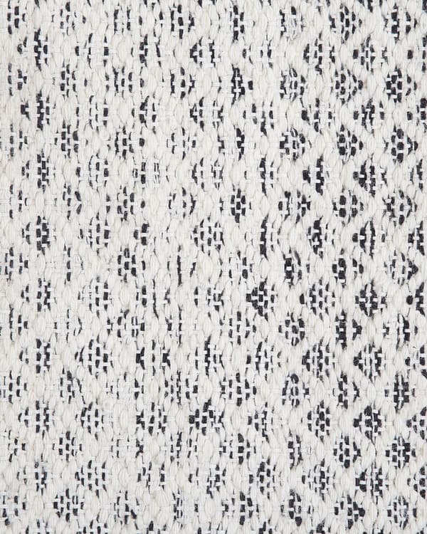 Teppe Svart Hvit Ull 80 x 150 cm med dusker Geometrisk mønster Håndvevd Flatvev
