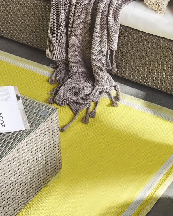 Teppe Gul Syntetisk 120 x 180 cm Utendørs Værbestandig Moderne Tilbehør Dekorativt Terrasse Balkong