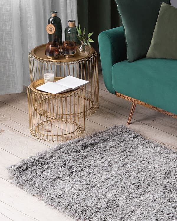 Teppe Grå Polyester 80 x 150 cm Shaggy Mykt Dekorativt Soverom Stue Moderne