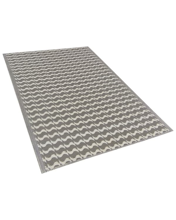 Utendørs Teppe Grå Syntetiske Materialer Rektangulært 120 x 180 cm Geometrisk Bølgemønster Balkongtilbehør