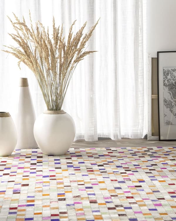 Gulvteppe Flerfarget Okseskinn Patchwork-mønster Rektangulært 140 x 200 cm