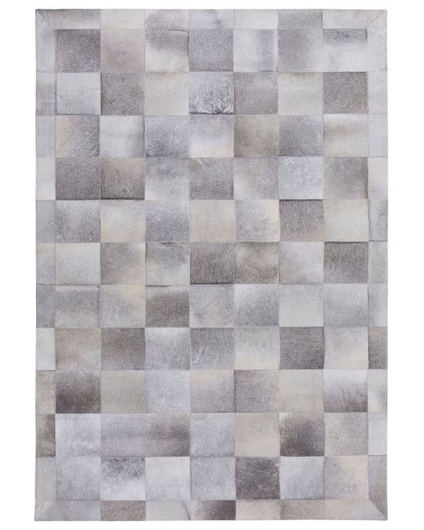 Gulvteppe Grå Skinn 140 x 200 cm Patchwork Kuskinn Geometrisk Rektangulær Moderne