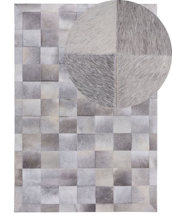 Gulvteppe Grå Skinn 140 x 200 cm Patchwork Kuskinn Geometrisk Rektangulær Moderne
