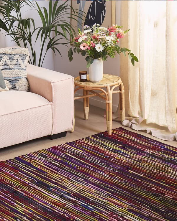 Teppe Mørk Flerfarget Bomull 160 x 230 cm Rektangulært Håndlaget Boho Eklektisk