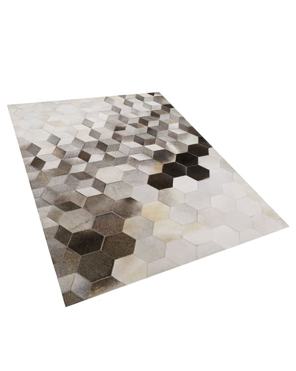Teppe Grå Kuskinn 160 x 230 cm Lappeteknikk Moderne og tradisjonell stil Tilbehør Dekorasjon Tekstiler Gulvteppe