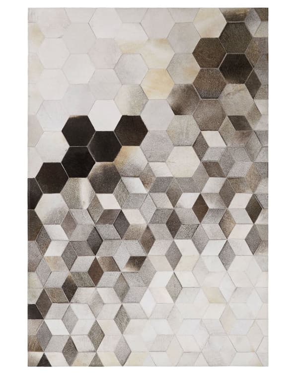 Teppe Grå Kuskinn 160 x 230 cm Lappeteknikk Moderne og tradisjonell stil Tilbehør Dekorasjon Tekstiler Gulvteppe