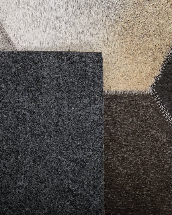 Teppe Grå Kuskinn 160 x 230 cm Lappeteknikk Moderne og tradisjonell stil Tilbehør Dekorasjon Tekstiler Gulvteppe