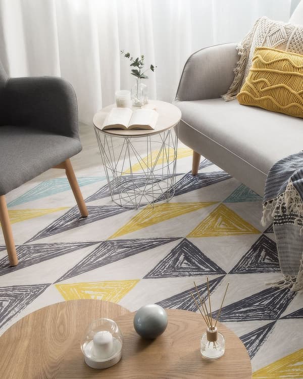 Grått og Gult Teppe med Trykt Geometrisk Mønster 160 x 230 cm med Lav Luv