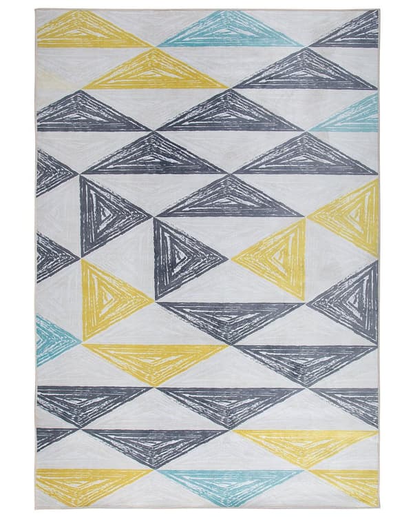 Grått og Gult Teppe med Trykt Geometrisk Mønster 160 x 230 cm med Lav Luv