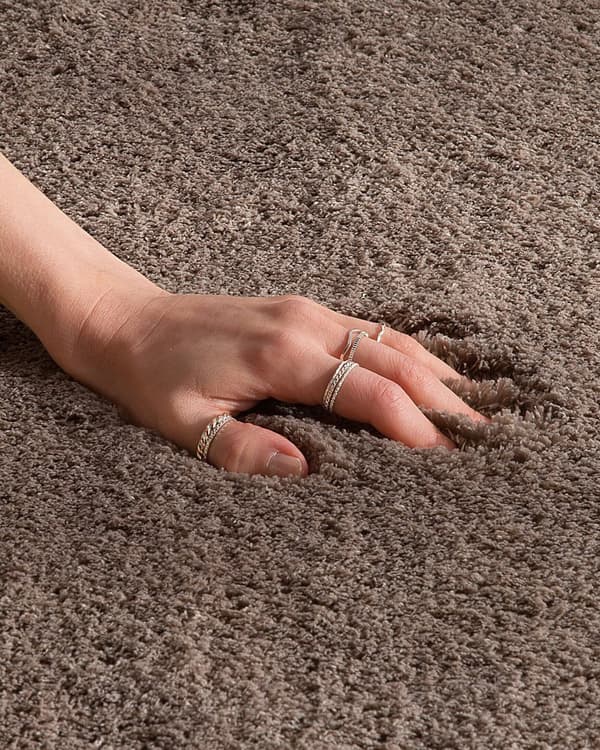 Teppe Lysebrun Bomull Polyester 200 x 200 cm Shaggy Dekorativt Tilbehør Innredning Stue Soverom Moderne