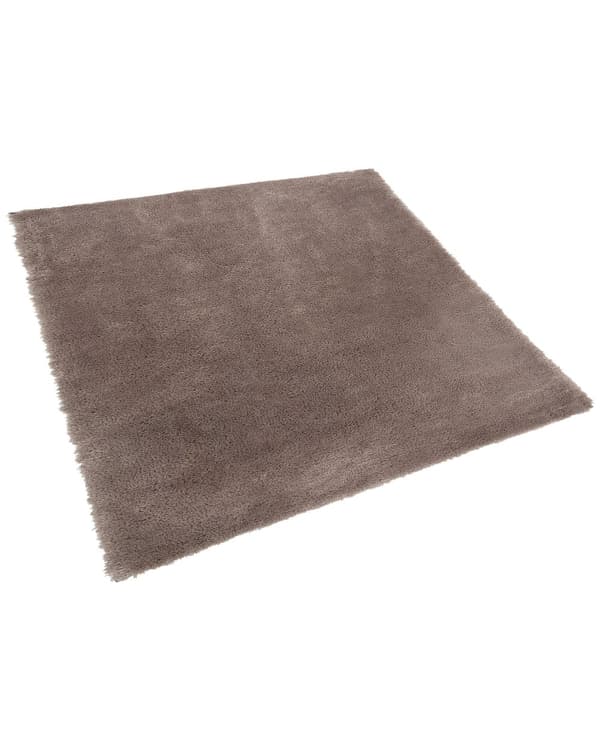 Teppe Lysebrun Bomull Polyester 200 x 200 cm Shaggy Dekorativt Tilbehør Innredning Stue Soverom Moderne