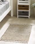 Miniatyrbilde 2 av 6: Løperteppe Beige Jute og Bomull 50 x 80 cm Frynsete Håndvevd Boho Gang Soverom