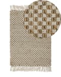 Miniatyrbilde 1 av 6: Løperteppe Beige Jute og Bomull 50 x 80 cm Frynsete Håndvevd Boho Gang Soverom