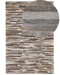 Miniatyrbilde 1 av 6: Teppe Brunt og Grått Kuskinn 160 x 230 cm Stripete Mønster Patchwork