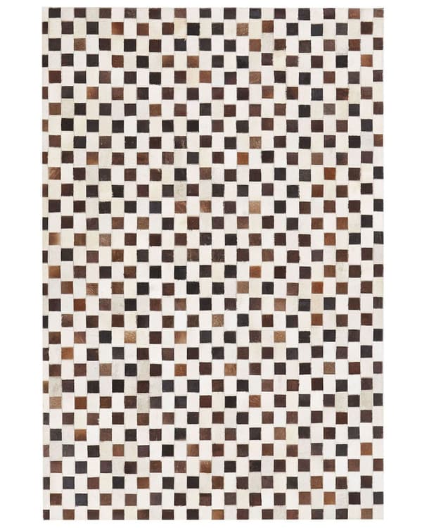 Teppe Brunt og Beige Kuskinn 160 x 230 cm Geometrisk Mønster med Lappeteppe