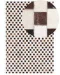 Miniatyrbilde 1 av 6: Teppe Brunt og Beige Kuskinn 140 x 200 cm Geometrisk Mønster med Lappeteppe