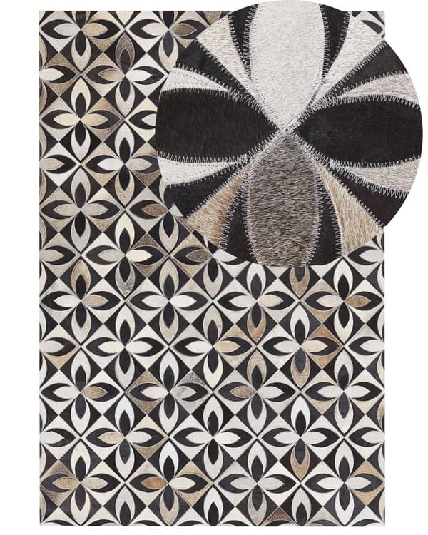Teppe Flerfarget Kuskinn 140 x 200 cm Blomstermønster Lappemønster Moderne design Tekstiler Gulvteppe Dekorativt Tilbehør