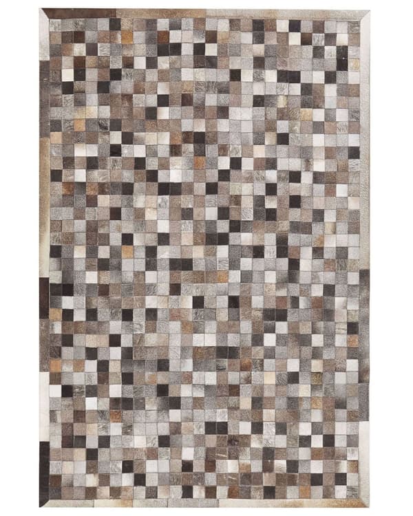 Gulvteppe Brun Grå Kuskinn 160 x 230 cm Patchwork-mønster Egnet for gulvvarme Moderne