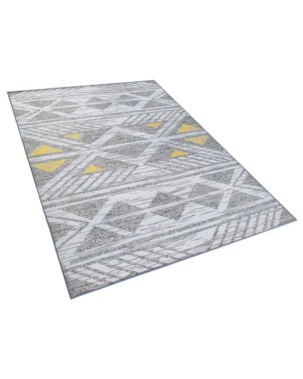 Teppe Grå med Gul Polyester 160 x 230 cm Geometrisk Mønster med Lav Luv