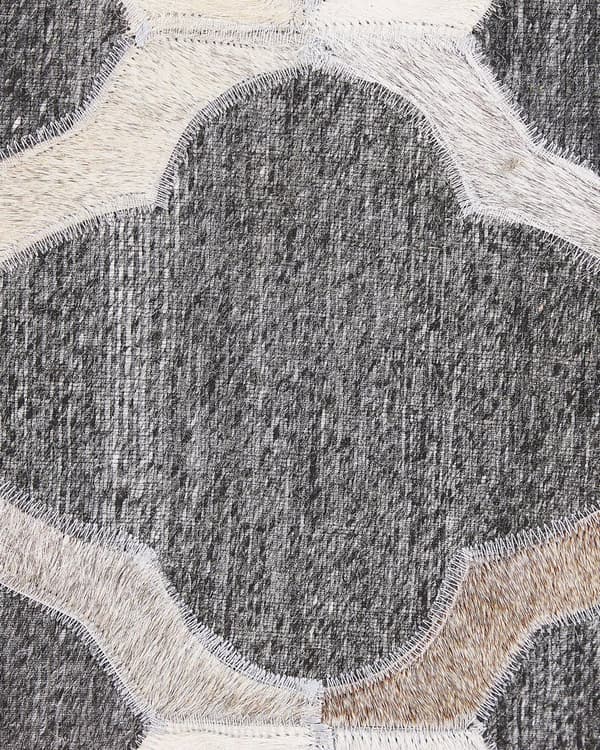 Grått og beige jacquardteppe i okseskinn Geometrisk firkløvermønster Retro 160 x 230 cm