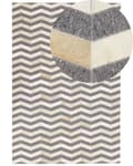 Miniatyrbilde 1 av 6: Gulvteppe Grå Beige Jacquard Kuskinn Geometrisk Chevronmønster 160 x 230 cm Retro
