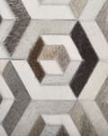 Miniatyrbilde 6 av 6: Rektangulært Teppe i Beige og Brunt Okseskinn 160 x 230 cm Lappeteppe Geometrisk Mønster Retro