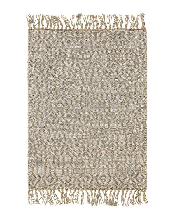 Løper Teppe Beige Jute og Bomull 50 x 80 cm Frynset Håndvevd Boho Gang Soverom