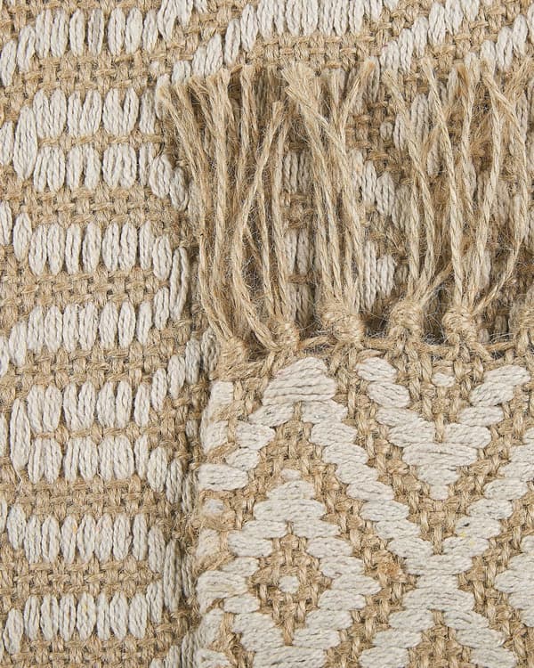 Løper Teppe Beige Jute og Bomull 50 x 80 cm Frynset Håndvevd Boho Gang Soverom